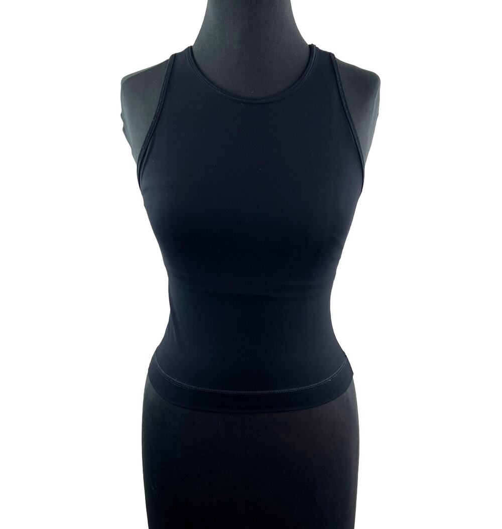 Everlane Perform Black Crop Tank Top Stretch Crew Neck Pullover Tee Size X-Small